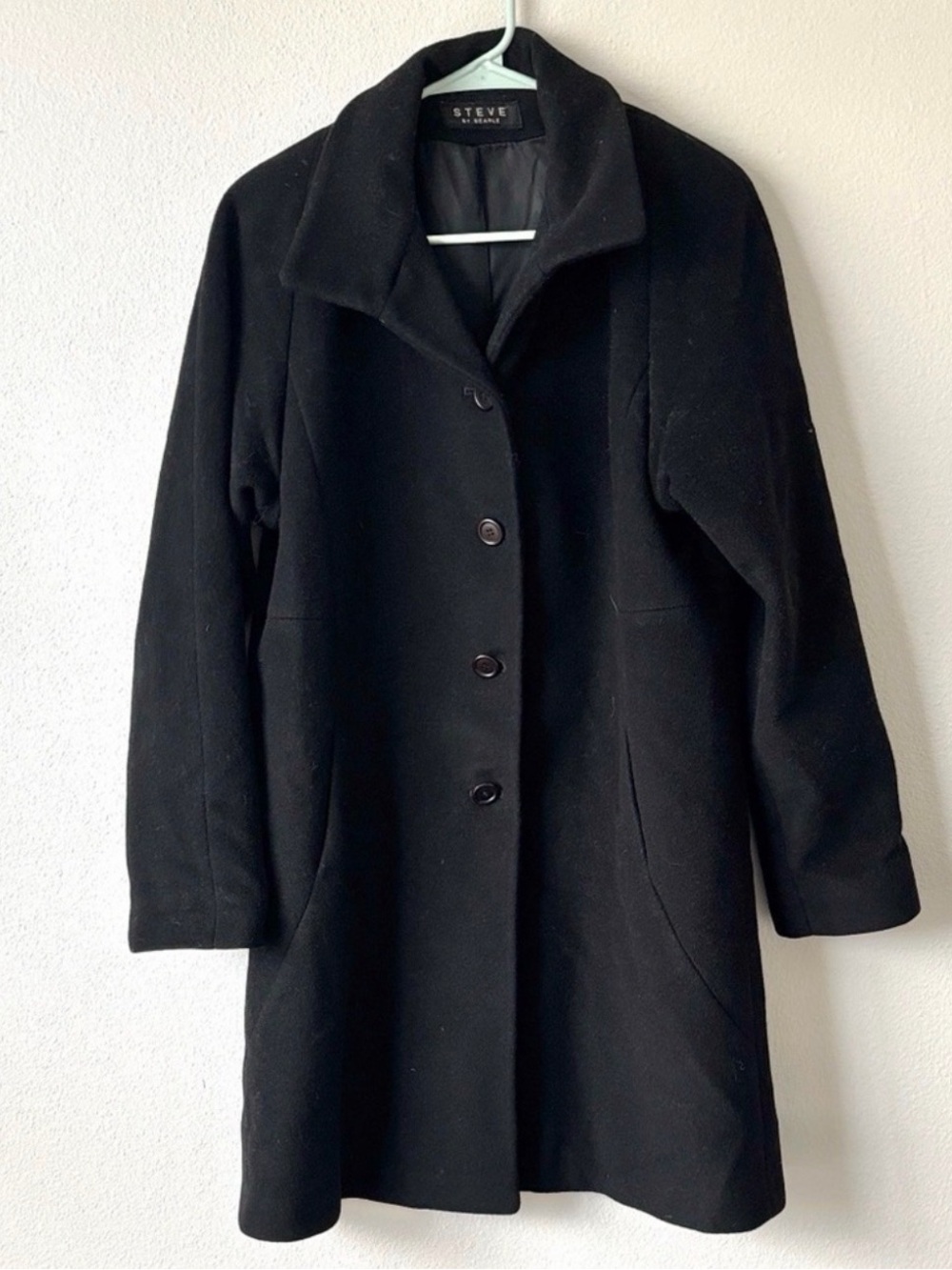 Steve by Searle cashmere wool blend dress coat button down collared size 4